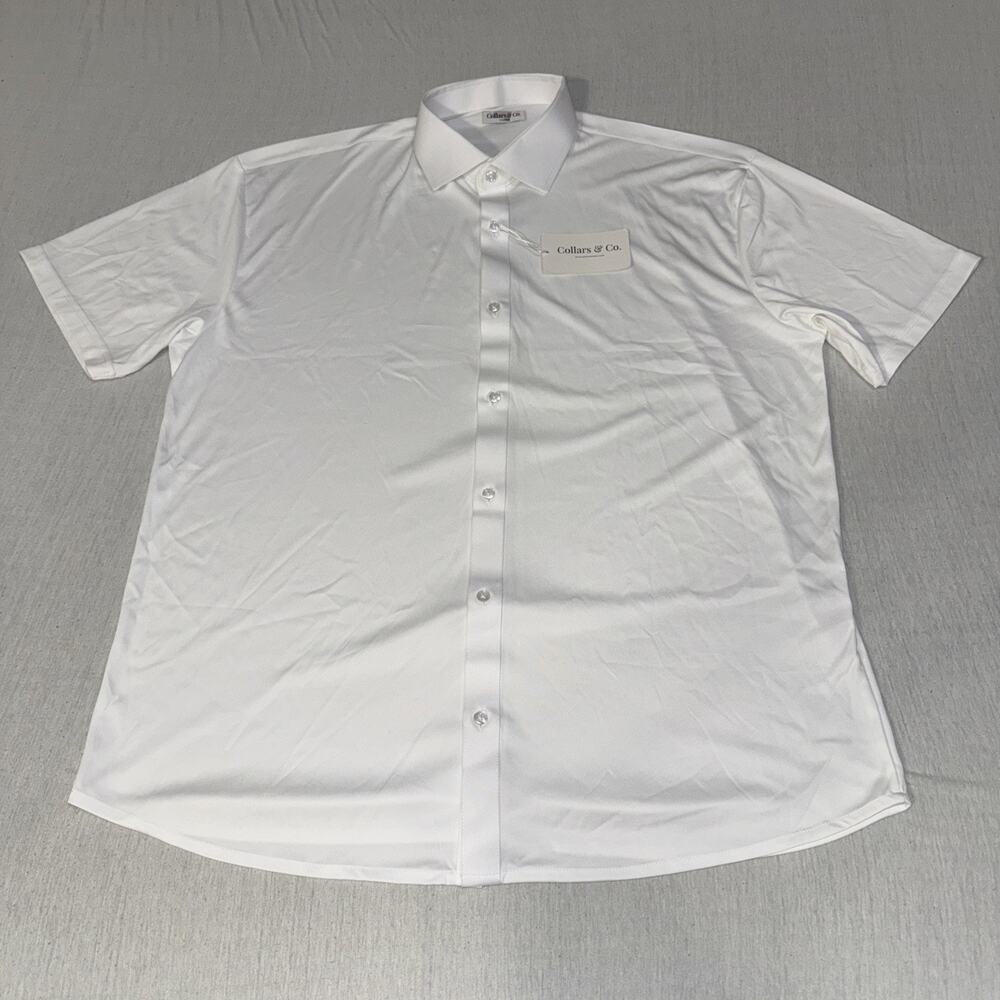 Collars and Co Golf Short Sleeve Solid White Button Up X-Large Preppy NWT